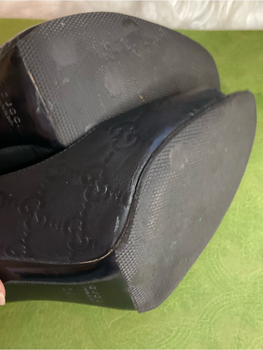 Gucci Black Guccissima Peep-Toe Heels - Picture 7 of 13